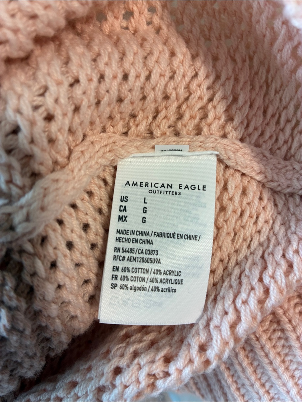 NEW American Eagle Medium Cozy Striped Crewneck Sweater - Baby Pink and Mauve - Picture 7 of 7